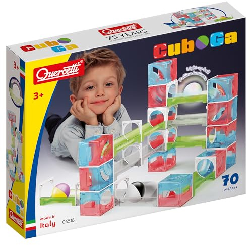 Quercetti Cuboga Circuit de Billes Éducatif et Créatif pour Enfants 3 Ans et Plus