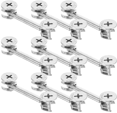Ciieeo 20 Juegos de Pasadores de Conexión para Muebles, Herrajes de Cerradura de Leva de Zinc, Tornillos Excéntricos para Gabinetes, Kit de Fijación para Organización de Armarios,