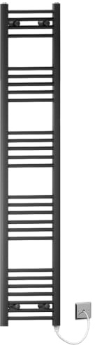 300 x 1500mm Flat Black Electric Pre-Filled Heated Towel Rail Radiator For Bathroom Designer Standard Element
