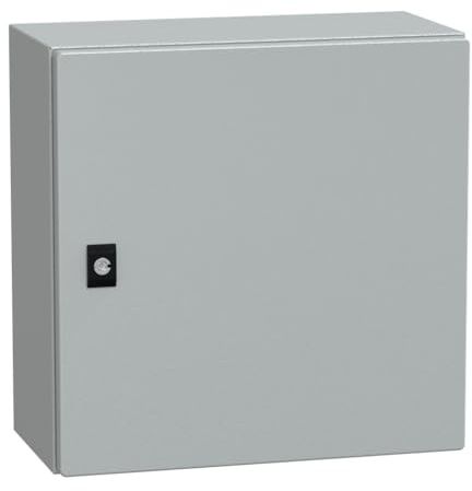 Square D by Schneider Electric Spacial CRN Steel Metal Electrical Box for Indoor Use, Plain Door, Wall Mounted, Mounting Plate Not Included, 400 (W) x 400 (H) x 200 (D) mm