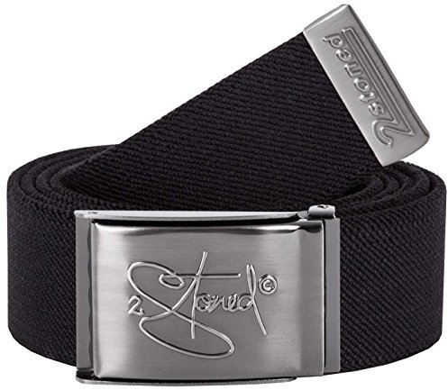 2Stoned Stretchgürtel Koppelgürtel elastisch Classic Matt geprägt, Schwarz, 130cm - 150cm dehnbar, für Damen und Herren