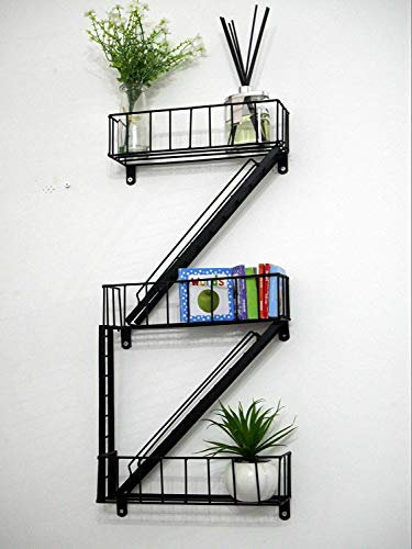 HomeZone® 3 Tier Black Ladder Style Spice Rack Organiser - Wall Mounted Kitchen Storage Shelf | Seasoning & Condiment Organiser | Metal Spice Organisers for Kitchen Walls Herbs and Spices Holder Shelf