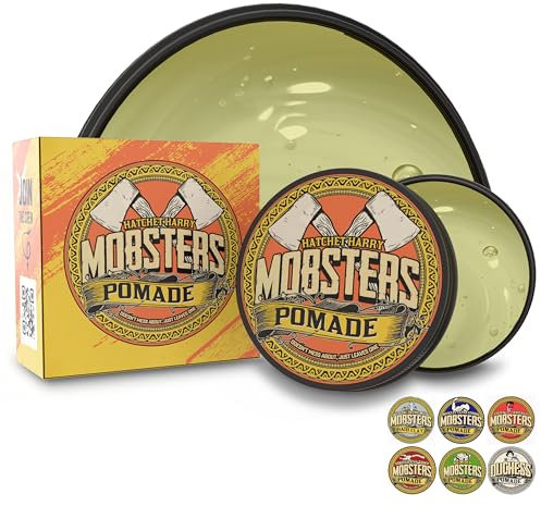 Mobsters Pomade for Men Strong Hold Water Based Deluxe Matt Finish Hair Wax Pro Salon Use Large 150ml Tin Special Edition (Hatchet Harry)