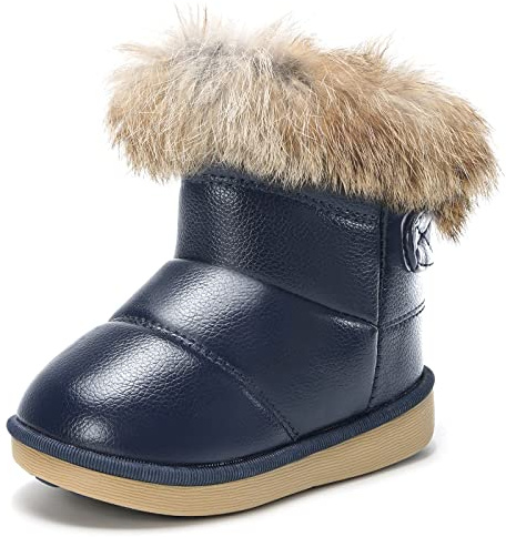 KVbabby Botas de nieve para Niños Invierno Botines Calentar Botas De Nieve Ante Anti-deslizante Zapatos Botas de Trabajo,Azul,23 EU = fabricante 24