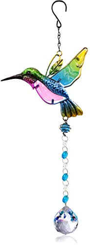 TOLOVIC Atrapasoles de Cristal Colgante, Bola de Prisma Arcoíris, Decoración Ventana para Colgar en Hogar y Jardín (Colibrí 02)