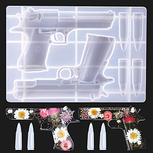 Stampo in resina epossidica per pistola a guscio di pistola in silicone, stampo per colata in silicone 3D fai da te in morbida argilla decorazione per torte, caramelle, dessert, cioccolato