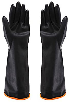 Yomolos Chemical Resistant Gloves, Heavy Duty Industrial Waterproof Safety Work Gloves for Acid Alkali Oil Protection Lab Cleaning Kitchen Dishwashing Gardening Industry, L (Pack of 1)