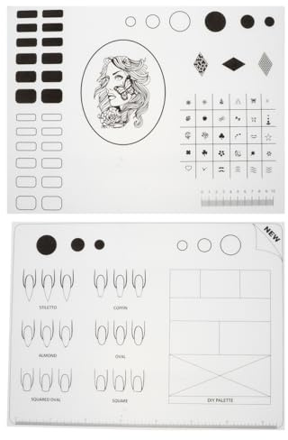 FRCOLOR Silicone Nail Training Mat DIY Nail Art Stamping Mats Workspace Manicure Mat Template Sheet for Application Practice