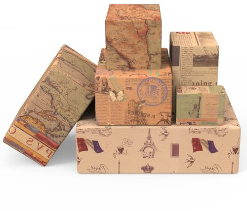 Gift Wrapping Paper, 70 x 50cm 6 Sheets Birthday Gift Wrapping Paper Recyclable Brown Kraft Pape Perfect for Wedding Party Any Occasion Mens Girls Boys