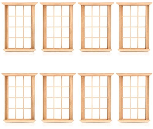 Angoily 8 Stücke Puppenhaus Fenster 1: 12 Maßstab Miniatur Puppenhaus Möbel Fensterrahmen Modell Puppenhaus Möbel DIY Puppenhaus Schlafzimmer Zubehör