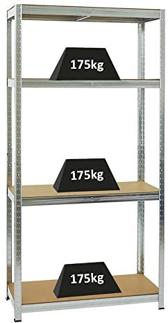 PROREGAL Kellerregal Gorilla | HxBxT 180x90x40cm | Fachlast 175 kg | Verzinkt | Lagerregal, Kellerregal, Regal, Werkstattregal, Metallregal, Fachbodenregal
