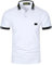 VMSUCIJ Mens Polo Shirts Short Sleeve Slim Fit Cotton Mens Gifts Classic Leather Label Design Sports Golf Polos with Real Pocket,White 39,M