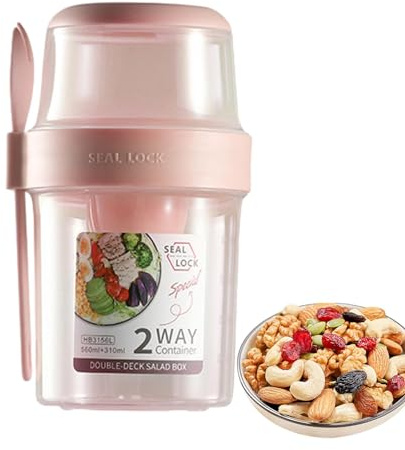 Stronrive Envases de yogur para llevar - Recipiente portátil para leche y cereales de 29 oz para llevar con cuchara | Taza de desayuno duradera, recipiente de avena reutilizable para desayuno, avena