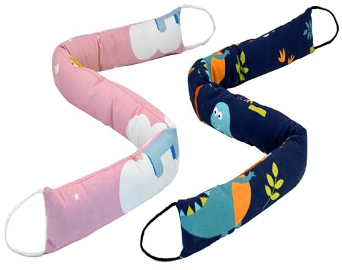 Fermaporta ponderato per porta, confezione da 2 pezzi, 90 cm, sotto la porta, finestra, riempitivo per il rumore dell'aria, per risparmiare energia, stampa in stile cartone animato, tela di cotone 1,1