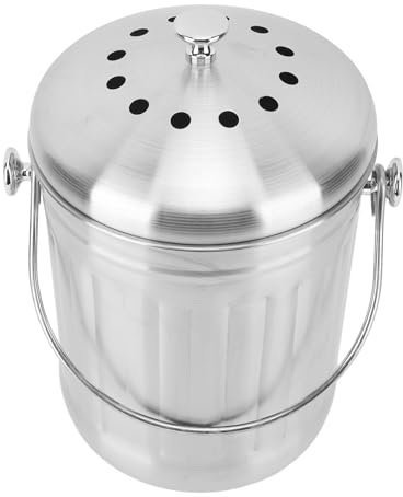 Compostiera da Cucina, Compostiera Inodore con Filtri Al Carbone Compostiera da Interno con Coperchio Compostiera da Cucina in Acciaio Inossidabile per Scarti Alimentari e