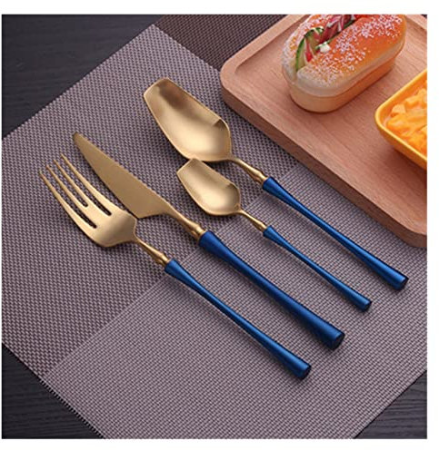 YIHANSS Party 4 Pcs/Set Western Portable Cutlery Set 304 Stainless Steel Dinnerware Set With Luxury Handled Knife Fork Dinner Tableware Set Outstanding (Color : Black) (Red)