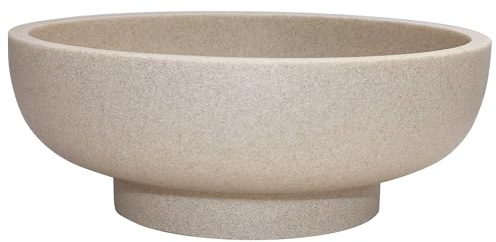 LIN CHUAN Large Decorative Bowl, Fruit Bowl for Kitchen Counter, Modern Resin Bowl for Home Decor, Key Holder for Entry Table, Sand Beige