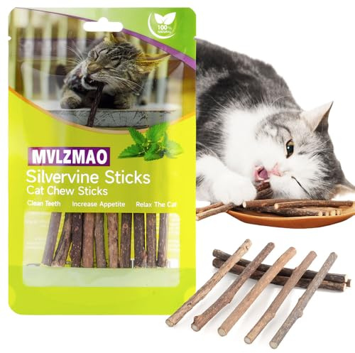 NZLOMXU Silvervine Sticks for Cats Natural Catnip Kitten & Cat Chew Stick Toys Chew Sticks Teeth Molar Chewing Toys for Cat Kitty Gifts