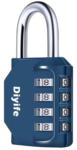 Candado De Combinación, Diyife Candados Seguridad 4 Dígitos, Candado Impermeable para Exteriores, Candado para Taquillas de Gimnasio, Caja De Herramientas, Archivadores, Garajes, Cerca(Azul Oscuro)