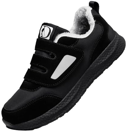 Generico Scarpe Ortopediche Hallux Valgus e per Diabetici Anziani, Pantofole Invernali Imbottite Calde Antiscivolo, Scarpe Comode Larghe per Donna e Uomo(Black,Men 6.5=Women 7.5=39EU)