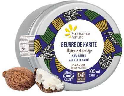 Fleurance Nature- Beurre de Karité Bio- 100ml- Certifié Bio Cosmos Ecocert et équitable- Soin corporel bio femme & Homme- crème hydratante et nourrissante beurre de karité bio pur-24183
