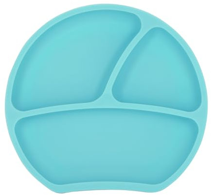Kindsgut Teller, Esslernteller aus Silikon, guter Halt und rutschfest dank Saugnapf, Mint