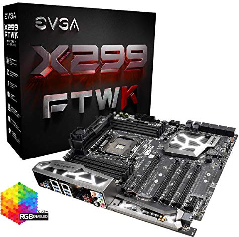 EVGA X299 FTW K, LGA 2066, Intel X299, SATA 6Gb/s, USB 3.1, USB 3.0, EATX, Intel Motherboard 142-SX-E297-KR