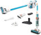 Genius Invictus X7 Akkustaubsauger inkl. X Water (21 Teile) beutellos-er kabellos 2in1 Stabstaubsauger Nassreiniger ohne Beutel mit integrierten LED-Spot-Lichter Lithium-Ionen Weiß, Blau, Orange
