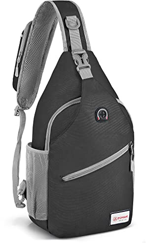 ZOMAKE Sling Bag,Small Crossbody Sling Backpack,Water Resistant Shoulder Daypack for Travel,Anti Thief Chest Bag for Hiking(Black(New))