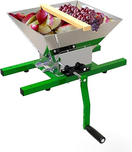 Broyeur de fruits portable 7 L - Extracteur de pomme manuel pour presse à vin et cidre (acier inoxydable)