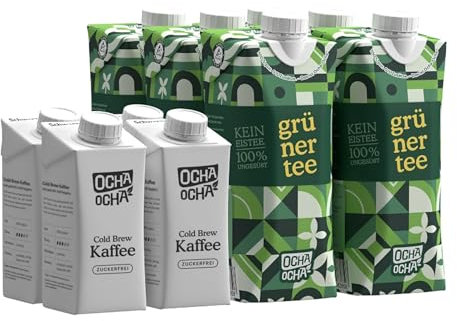 Cold Brew Tea & Coffee trinkfertig ohne Zucker - Probierpaket mit Kaffee 4x200ml + Grüntee 6x500ml - kalorienfrei - koffeinhaltig