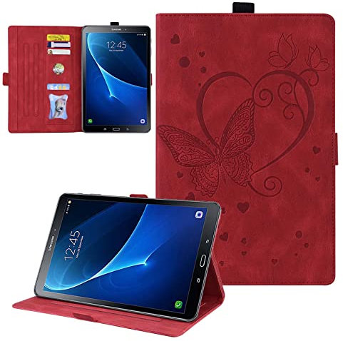 CASAFUNY Hülle Kompatibel mit Samsung Galaxy Tab A 10.1 2016 (T580/T585), Multi-Winkel Betrachtung Folio Stand Schutzhülle, Smart Case mit Auto Schlaf/Aufwach für Samsung Galaxy Tab A6 10.1, rot
