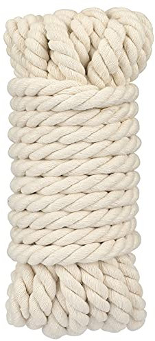 jijAcraft 14MM Thick Cotton Rope, 10M White Noose Soft Rope, Macrame Cord for Wall Hanging, Garden Plant Hanger, Knitting, Home DIY Crafting Decoration