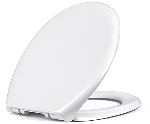 Tapa de WC, Tapa de Inodoro con Cierre Suave y Lenta, Asiento de Inodoro de PP, Tapa de Asiento de WC con Sencilla Instalació, Blanco