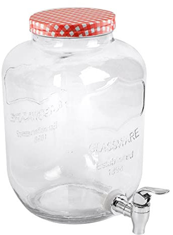 YöL 5L Glass Drink Dispenser with Tap Summer Home Outdoor Picnic BBQ Cocktail Party