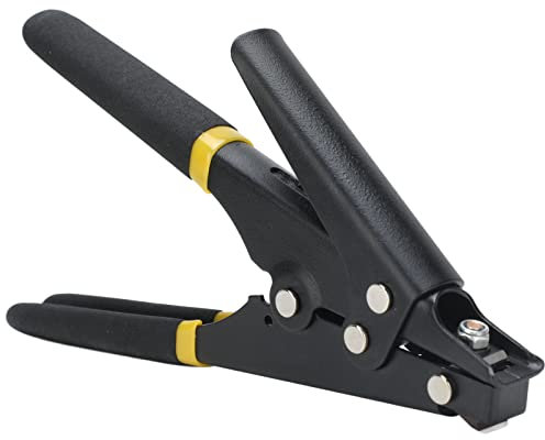 Pistola de bridas de nailon portátil Tensión ajustable Herramienta de sujeción y corte de bridas de plástico de plástico Herramienta de corte y tensión de bridas Pistola de bridas de cremallera Negro