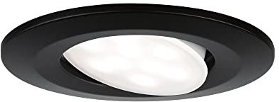 Paulmann 92461 Luminaria empotrable LED Calla redonda, 1x6W, IP65, foco blanco neutro, negro mate, orient., Spot, plástico, lámpara empotrable, 4000K