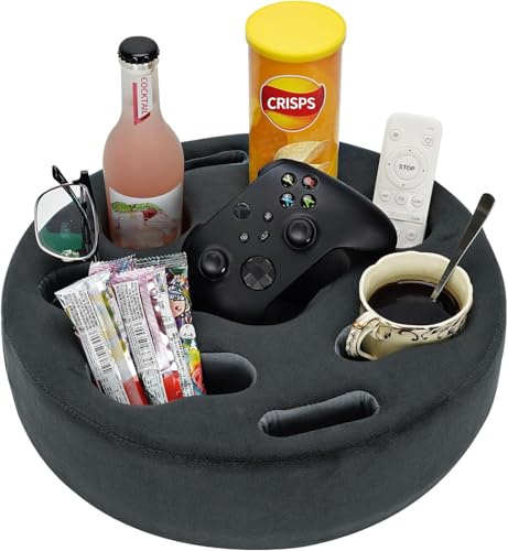 FDMGEL Almohada Portavasos para Sofá - Soporte de Bebidas para Sofá | Compañero de Cama para Aperitivos, Bebidas, Control Remoto | Caddy de Sofá con Almacenamiento para Cama, Organizador de Asiento