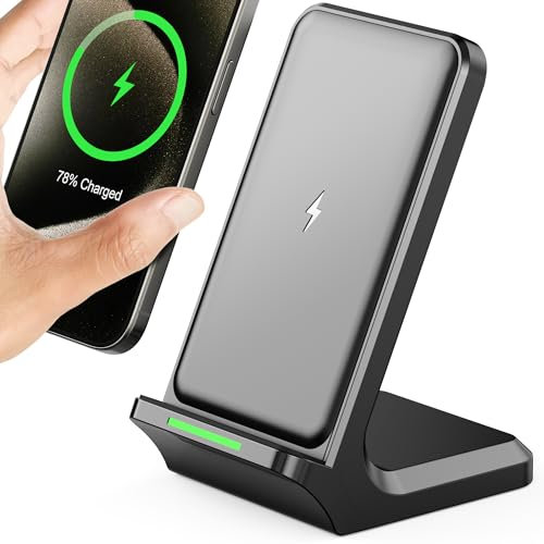 Wireless Charger, 15W Wireless Charging Stand, Wireless Charging Station for iPhone 15/14/13/12/11/Pro/Max/Plus/XS/XR/X, Samsung Galaxy S22/S21S20/S10/S9/Note10/9, and Qi-Enabled Phone