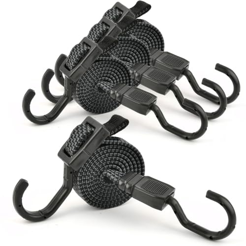 EMNIMQ Cuerdas elásticas con Ganchos,Tensores de Equipaje Ajustables,Correas Elasticas Planas de Goma,Pulpos Elásticos Transporte,Cinchas de Amarre para Baca Coches,Toldos, Moto, Maleteros, Camping