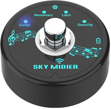 HUIOP Pédale d'effet BT MIDI Mini contrôleur MIDI Contrôleur d'effet logiciel Contrôleur MIDI USB Sans fil Compact Portable Pédale rechargeable Transmission de données Sans délai Connexion directe USB