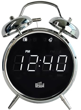 SILVA Schneider URW 240 retro klockradio med alarmfunktion, dubbel klockväckarklocka, dimbar, insomningstimer, väckning med ringklocka eller radio