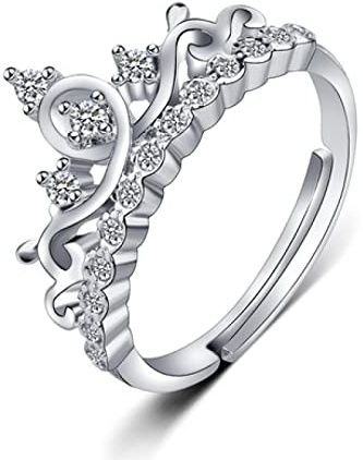 Anello Donna Ragazza,Anello corona in argento sterling 925, anello regolabile per donna