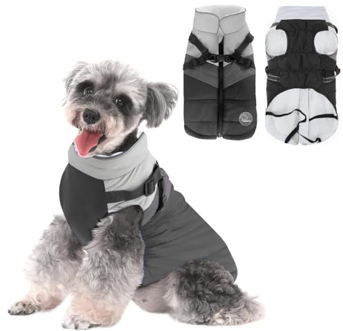 Voarge Abrigo cálido de invierno para perros, impermeable para perros, clima frío, chaleco de esquí para perros, chaqueta cálida para perros (negro, XS)