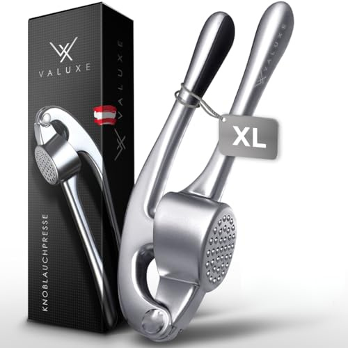 VALUXE® Knoblauchpresse groß spülmaschinenfest mit kraftvoller Hebelwirkung - Praktische Knoblauch-Presse - Profi Garlic Press Crusher, Handpresse hochwertig & robust