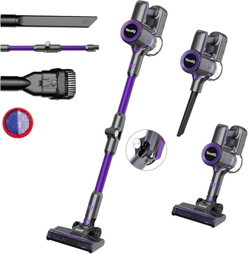 VacniQ Cordless Vacuum Cleaner, Self-Standing, Lightweight, Super Suction Power, Long Battery Life, Versatile Brushes (purple)