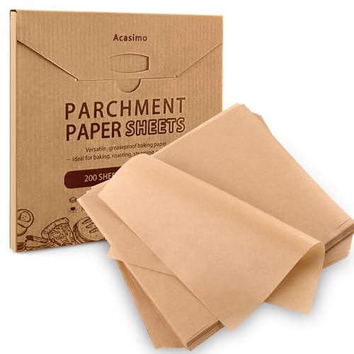 Acasimo Parchment Paper Sheets Square Baking Paper Precut 8x8 in 200PCS