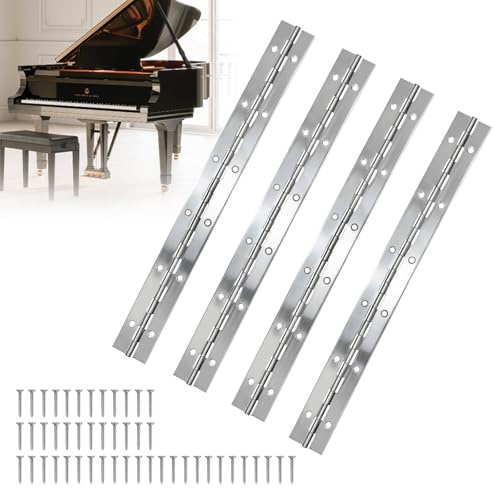 Cerniera per pianoforte, cerniera per mobili, cerniere per pianoforte, in acciaio inossidabile, per ante di armadi, armadi da barca, 48 viti, 300 x 30 x 1,0 mm