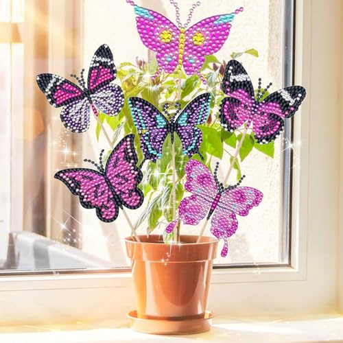 Sitbfoam 9 pezzi di set di pittura a mosaico con farfalle, decorazione da giardino per bambini e adulti, per esterni e interni, decorazione del balcone, artigianato, regalo di diamanti
