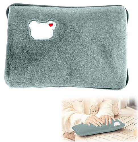 Bolsa de Agua Caliente Eléctrica, Botella de Agua Caliente, Saco Calienta Camas Portátil, Recargable Portátil Bolsa de Agua Caliente, Bolsa de Agua Caliente con Funda de Felpa, Ahorro de Energía
